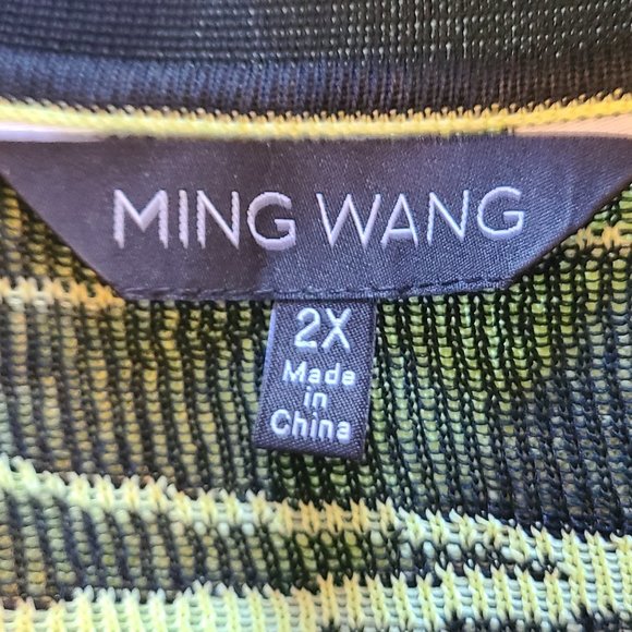 Ming Wang Green and Black Striped Cardigan - Picture 6 of 7